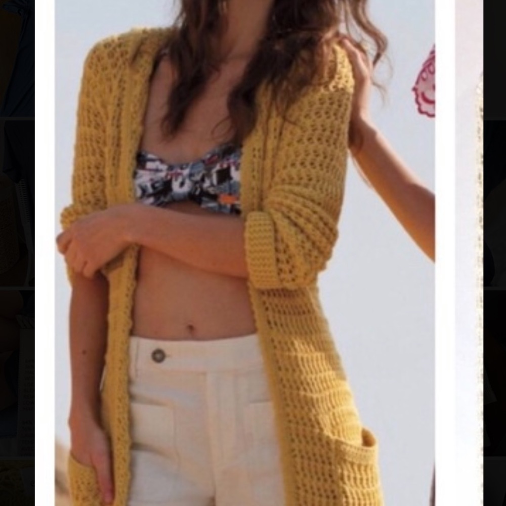Yellow Anthropologie knit sweater size M